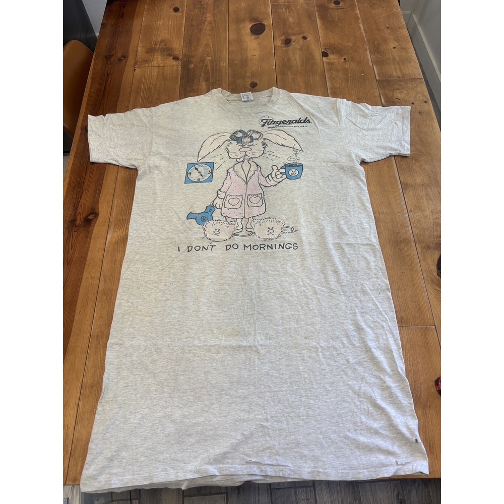 Vintage 1983 Anvil "I Don't Do Mornings" Bunny Nightshirt One Size USA Made